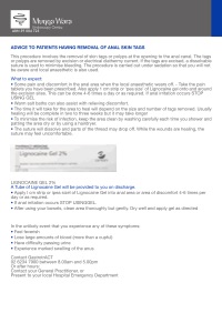 Removal of anal skin tags patient discharge information